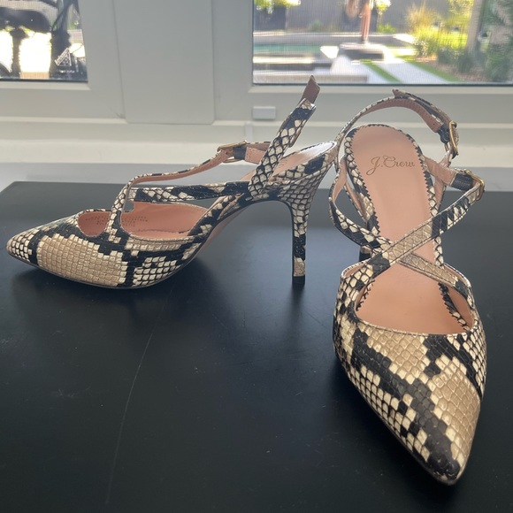 J. Crew NEW Elsie strappy heels in snakeskin embossed leather BNWB - Picture 3 of 5